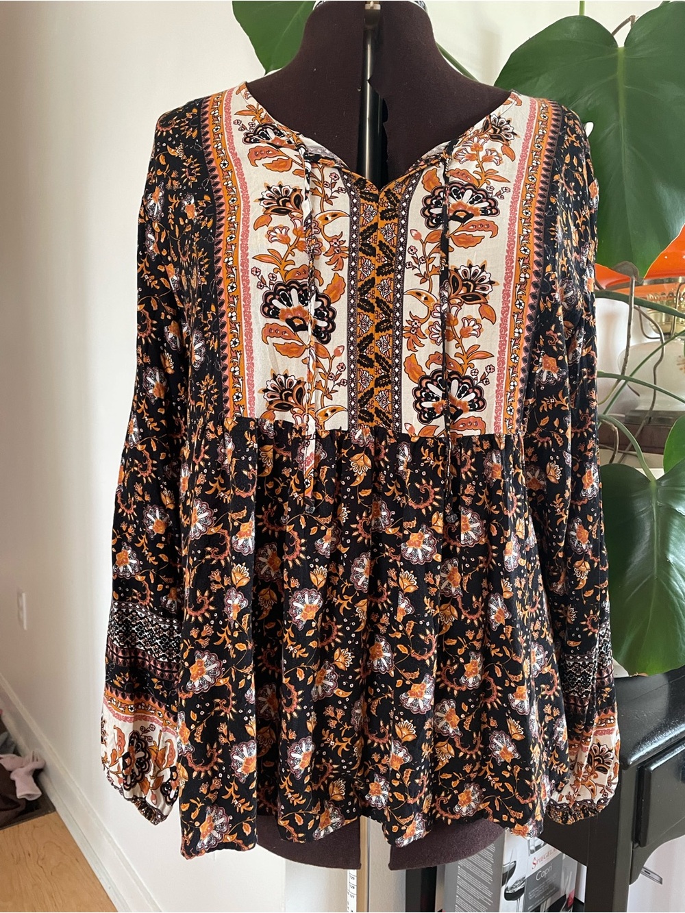 Boho Floral Peasant Blouse